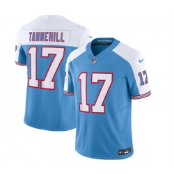 Men Tennessee Titans 17 Ryan Tannehill Blue White 2023 F U S E  Vapor Limited Throwback Stitched Football Jersey