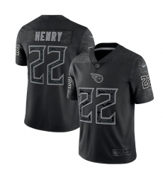 Men Tennessee Titans 22 Derrick Henry Black Reflective Limited Stitched Football Jersey