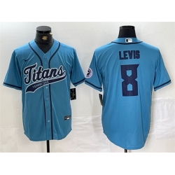 Men Tennessee Titans 8 Will Levis Blue With Patch Cool Base Stitched Baseball Jersey