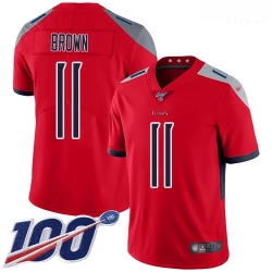 Nike Titans 11 A J  Brown Red Men Stitched Football Limited Inverted Legend 100th Season Jersey