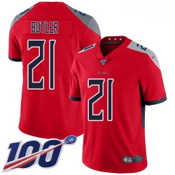 Nike Titans 21 Malcolm Butler Red Men Stitched Football Limited Inverted Legend 100th Season Jersey