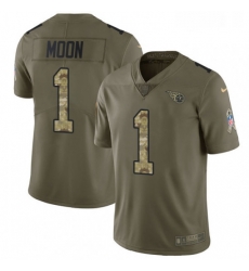 Youth Nike Tennessee Titans 1 Warren Moon Limited OliveCamo 2017 Salute to Service NFL Jersey