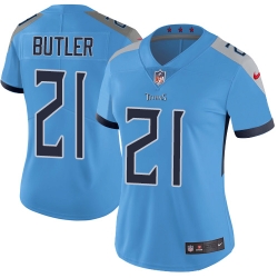 Nike Titans #21 Malcolm Butler Light Blue Team Color Womens Stitched NFL Vapor Untouchable Limited Jersey