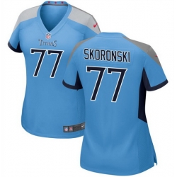 Women Tennessee Titans 77 Peter Skoronski Blue 2023 Draft Stitched Game Jersey