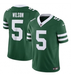 Men New York Jets 5 Garrett Wilson Green 2024 F U S E  Vapor Limited Stitched Jersey