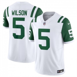 Men New York Jets 5 Garrett Wilson White Classic Alternate Vapor F U S E  Limited Stitched Football Jersey