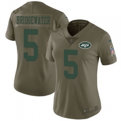 Nike Jets #5 Teddy Bridgewater Olive Womens Stitched NFL Limited 2017 Salute to Service Jersey