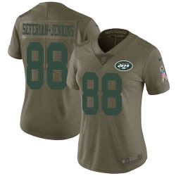 Nike Jets #88 Austin Seferian Jenkins Olive Womens Stitched NFL Limited 2017 Salute to Service Jersey