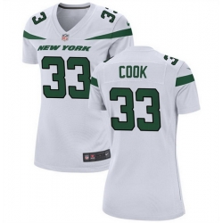 Women New York Jets 33 Dalvin Cook White Stitched Football Jersey  Run Small