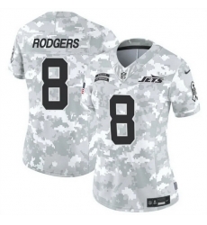 Women New York Jets 8 Aaron Rodgers 2024 F U S E Arctic Camo Salute To Service Limited Stitched Jersey