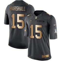 Nike Jets #15 Brandon Marshall Black Youth Stitched NFL Limited Gold Salute to Service Jersey Nike Jets #15 Brandon Marshall Black Youth Stitched NFL Limited Gold Salute to Service Jersey