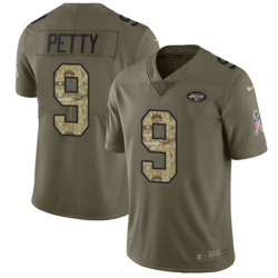 Youth Nike Jets #9 Bryce Petty Olive Camo Stitched NFL Limited 2017 Salute to Service Jersey Youth Nike Jets #9 Bryce Petty Olive Camo Stitched NFL Limited 2017 Salute to Service Jersey