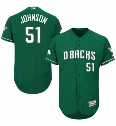 Men Majestic Arizona Diamondbacks 51 Randy Johnson Green Celtic Flexbase Authentic Collection MLB Jersey