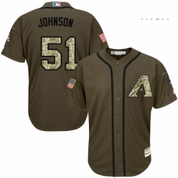 Mens Majestic Arizona Diamondbacks 51 Randy Johnson Replica Green Salute to Service MLB Jersey