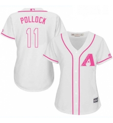 Womens Majestic Arizona Diamondbacks 11 A J Pollock Replica White Fashion MLB Jersey