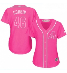 Womens Majestic Arizona Diamondbacks 46 Patrick Corbin Replica Pink Fashion MLB Jersey