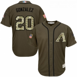 Youth Majestic Arizona Diamondbacks 20 Luis Gonzalez Authentic Green Salute to Service MLB Jersey