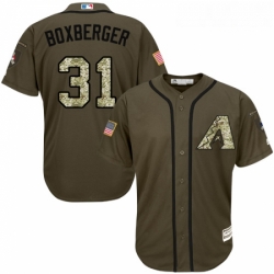 Youth Majestic Arizona Diamondbacks 31 Brad Boxberger Replica Green Salute to Service MLB Jersey 