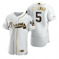 Atlanta Braves 5 Freddie Freeman White Nike Mens Authentic Golden Edition MLB Jersey