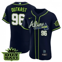 MEN 27S ATLANTA BRAVES ATLIENS 96 OutKast FLEX BASE JERSEY   ALL STITCHED