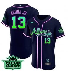 Men Atlanta Braves 13 Ronald Acu F1a Jr  2023 Galaxy Flex Base Stitched Baseball Jersey