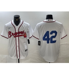 Men Atlanta Braves 42 Jackie Robinson White Cool Base Stitched Baseball Jersey