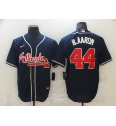 Men Atlanta Braves 44 Hank Aaron Navy Blue Stitched MLB Cool Base Nike Jersey