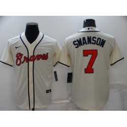 Men Atlanta Braves 7 Dansby Swanson Ice Cream Cool Base MLB Stitched Jersey