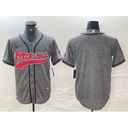 Men Atlanta Braves Blank Gray Cool Base With Patch Stitched Baseball Jersey