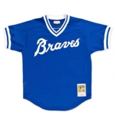 Men Atlanta Braves Blue Mitchell Ness Blank Jersey