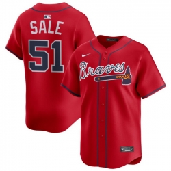 Men Atlanta Braves Nike Alternate Limited Jersey Red Sale Chris 51