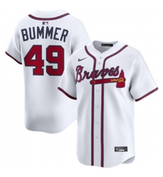 Men Atlanta Braves Nike Alternate Limited Jersey White Bummer Aaron 49