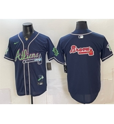 Men Atlanta Braves Team Big Logo Navy Galaxy With Outkast Patch Vapor Limited Stitched