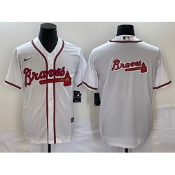 Men Atlanta Braves White Team Big Logo Cool Base Stitched Baseball Jersey