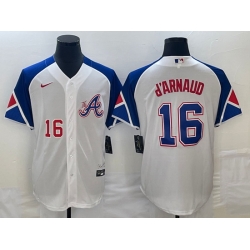 Men's Atlanta Braves #16 Travis dArnaud Number White 2023 City Connect Cool Base Stitched Jersey