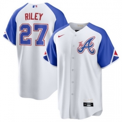 Men's Atlanta Braves #27 Austin Riley White 2023 City Connect Cool Base Stitched Baseball Jersey