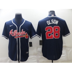 Men's Atlanta Braves #28 Matt Olson Navy Blue Stitched MLB Cool Base Nike Jersey