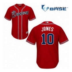 Mens Majestic Atlanta Braves 10 Chipper Jones Replica Red Alternate Cool Base MLB Jersey