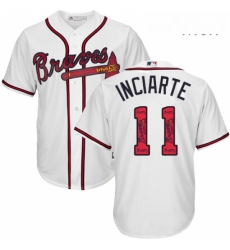 Mens Majestic Atlanta Braves 11 Ender Inciarte Authentic White Team Logo Fashion Cool Base MLB Jersey 