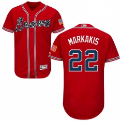 Mens Majestic Atlanta Braves 22 Nick Markakis Red Alternate Flex Base Authentic Collection MLB Jersey