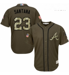 Mens Majestic Atlanta Braves 23 Danny Santana Replica Green Salute to Service MLB Jersey 