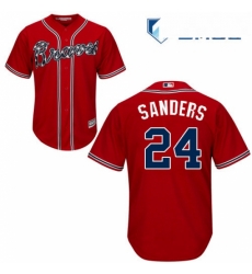 Mens Majestic Atlanta Braves 24 Deion Sanders Replica Red Alternate Cool Base MLB Jersey