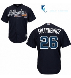 Mens Majestic Atlanta Braves 26 Mike Foltynewicz Replica Blue Alternate Road Cool Base MLB Jersey 