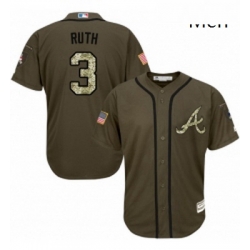 Mens Majestic Atlanta Braves 3 Babe Ruth Replica Green Salute to Service MLB Jersey