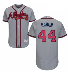 Mens Majestic Atlanta Braves 44 Hank Aaron Grey Road Flex Base Authentic Collection MLB Jersey