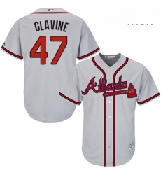 Mens Majestic Atlanta Braves 47 Tom Glavine Replica Grey Road Cool Base MLB Jersey