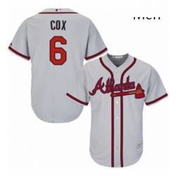 Mens Majestic Atlanta Braves 6 Bobby Cox Replica Grey Road Cool Base MLB Jersey