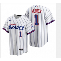 Men's Nike Atlanta Braves #1 Ozzie Albies White City Player Jersey