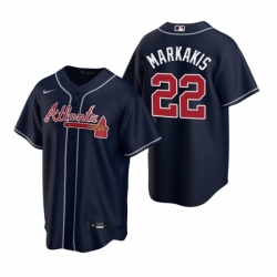 Mens Nike Atlanta Braves 22 Nick Markakis Navy Alternate Stitched Baseball Jerse