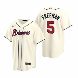 Mens Nike Atlanta Braves 5 Freddie Freeman Cream Alternate Stitched Baseball Jerse